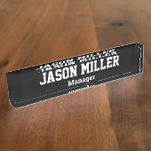 シンプルブラック(白レタリング) デスクネームプレート (側面)