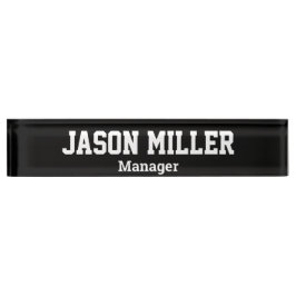 シンプルブラック(白レタリング) デスクネームプレート