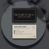 シンプルブラック&金ゴールドエレガントフレーム公証人 名刺