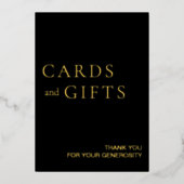 シンプルブラック&金ゴールドカード&ギフト結婚のサイン 箔シーズンカード (正面)