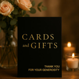 シンプルブラック&金ゴールドカード&ギフト結婚のサイン 箔シーズンカード