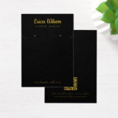 シンプルブラック&金ゴールドネックレスイヤリングディスプレイカード (デスク)