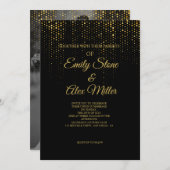シンプルブラック&金ゴールドミニマエレガントリストカスタム写真 招待状 (正面/裏面)