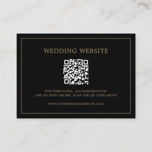 シンプルブラック&金ゴールドモノグラムエレガントな結婚式 エンクロージャーカード (正面)