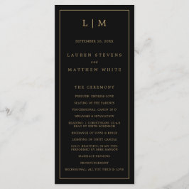 シンプルブラック&金ゴールドモノグラムエレガントな結婚式 プログラム