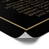 シンプルブラック&金ゴールドモノグラムエレガントな結婚式 ポスター (角)