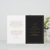 シンプルブラック&金ゴールドモノグラム結婚式 プログラム (スタンド正面)