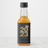 シンプルブラック&金ゴールド卒業ミニアルコールラベル リキュールボトルラベル (正面)