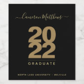 シンプルブラック&金ゴールド卒業ワインラベル ワインラベル (シングルラベル)