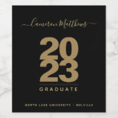 シンプルブラック&金ゴールド卒業ワインラベル ワインラベル (シングルラベル)