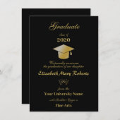 シンプルブラック&金ゴールド大学 案内状 (正面/裏面)