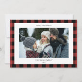 シンプルブラックPlaid 3縁ど写真クリスマス シーズンカード (正面)