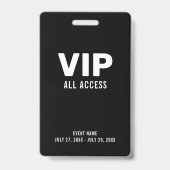 シンプルブラックVIP All Access PassイベントIDバッジ バッジ (Front)