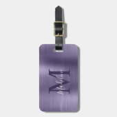 シンプルブラッシュメタル深夜紫モノグラム ラゲッジタグ (正面縦)