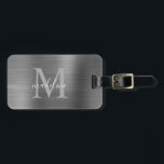 シンプルブラッシュメタル銀グレーの荷札 ラゲッジタグ<br><div class="desc">シンプルブラッシュメタル銀グレーの荷札</div>