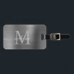 シンプルブラッシュメタル銀グレーの荷札 ラゲッジタグ<br><div class="desc">シンプルブラッシュメタル銀グレーの荷札</div>