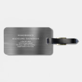 シンプルブラッシュメタル銀グレーの荷札 ラゲッジタグ (裏面横)