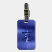 シンプルブラッ王室のドメタリックブルーモノグラム ラゲッジタグ (正面縦)
