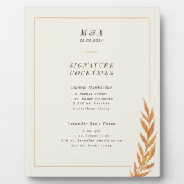 シンプルブランチ秋結婚のバー標識 フォトプラーク