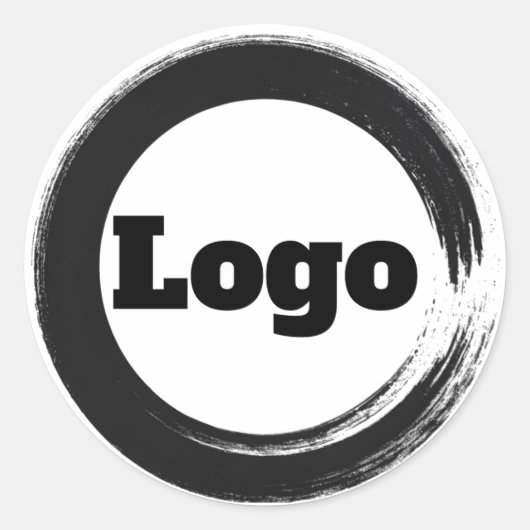 シンプルブランドマーケティングホワイトブラックロゴ ラウンドシール (正面)