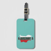 シンプルブルガモダンリア地図レター国旗の土産 ラゲッジタグ (正面縦)