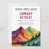 シンプルブルガンディマウンテンリトリートフォレストウォーターカラー 招待状 (正面)