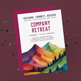 シンプルブルガンディマウンテンリトリートフォレストウォーターカラー 招待状