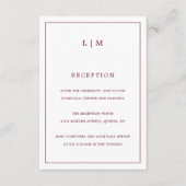 シンプルブルゴーニモノグラムエレガントウェディング エンクロージャーカード (正面)