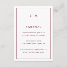 シンプルブルゴーニモノグラムエレガントウェディング エンクロージャーカード