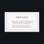 シンプルブルゴーニモノグラムエレガントウェディング エンクロージャーカード<br><div class="desc">小さいシンプルのエンクロージャカーモダンドが搭載さエレガントれたデザインの詳細をバックの薄いモノグラムに囲ま縁どせた小さい。すべてのデザイン要素はブルゴーニュで、デザイン編集ツールで変更できる。ミニマルスタイリッシュなカップルのためのシックで素晴らしデザイン。これらのエンクロージャカードを使用して、ホテルの宿泊施設、駐車場、シャトル情報など、ゲストが知る必要がある方向やその他の重要な詳細を提供する。</div>