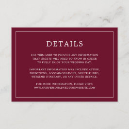 シンプルブルゴーニモノグラムエレガントウェディング エンクロージャーカード