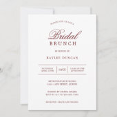 シンプルブルゴーニュとホワイトミニマルブライダルブランチ 招待状 (正面)