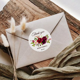 シンプルブルゴーニュフローラありがとう ラウンドシール