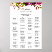 シンプルブルゴーニュフローラのアルファベット順の座席表 ポスター (正面)