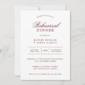 シンプルブルゴーニュホワイトミニマリストリハーサルディナー 招待状 (正面)
