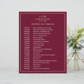 シンプルブルゴーニュモノグラムエレガントなウェディングタイムライン (スタンド正面)