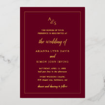 シンプルブルゴーニュモノグラムフォーマルエレガントウェディング