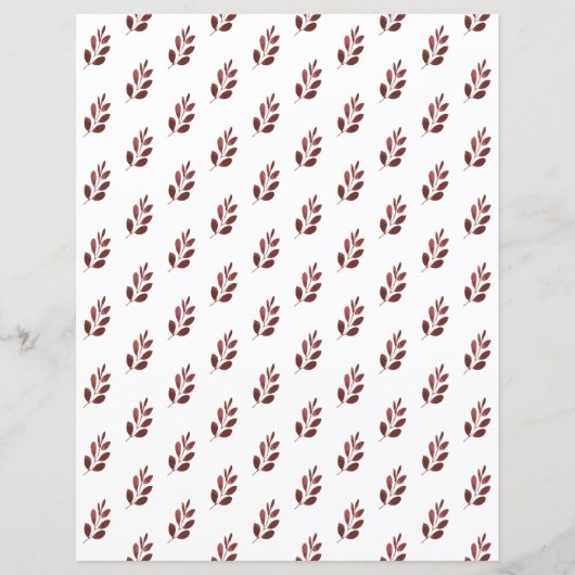 シンプルブルゴーニュリーフスクラップブック紙シート (正面)