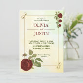 シンプルブルゴーニュレッドフラワー結婚式招待状 招待状 (スタンド正面)