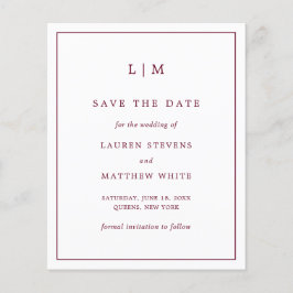 シンプルブルゴーニュ予算結婚式の日付を保存