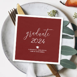 シンプルブルゴーニュ卒業2024卒業パーティー スタンダードカクテルナプキン