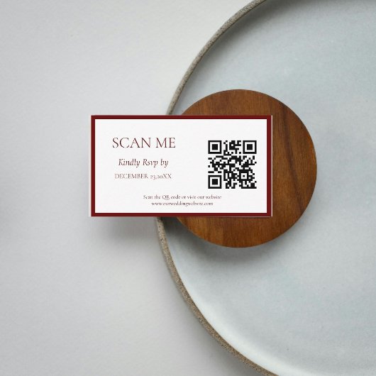 シンプルブルゴーニュ植物紋章モノグラム結婚ズ エンクロージャーカード