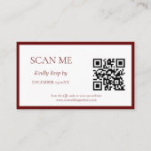 シンプルブルゴーニュ植物紋章モノグラム結婚ズ エンクロージャーカード (正面)