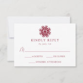 シンプルブルゴーニュ結婚ー 出欠カード (正面)