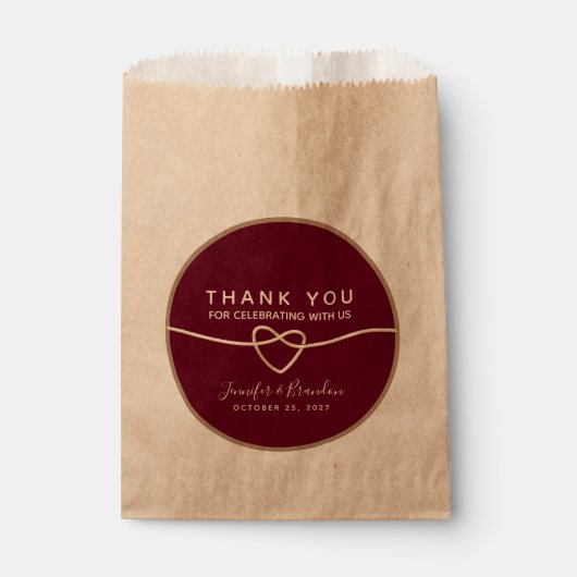 シンプルブルゴーニュ結婚式の引き出物バッグ フェイバーバッグ (正面)