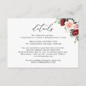 シンプルブルゴーニュ赤面結婚フローラ詳細エンクロ エンクロージャーカード (正面)