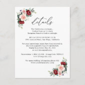 シンプルブルゴーニュ赤面結婚フローラ詳細 エンクロージャーカード (正面)