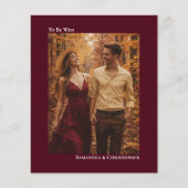 シンプルブルゴーニュBUDGET結婚の写真招待状 (正面)