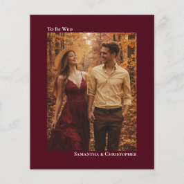 シンプルブルゴーニュBUDGET結婚の写真招待状