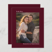 シンプルブルゴーニュBUDGET結婚の写真招待状 (正面/裏面)